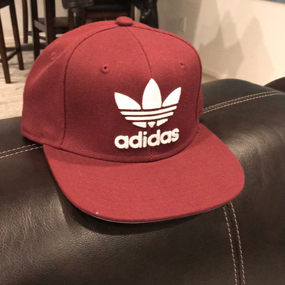 Maroon Adidas Trefoil Snapback